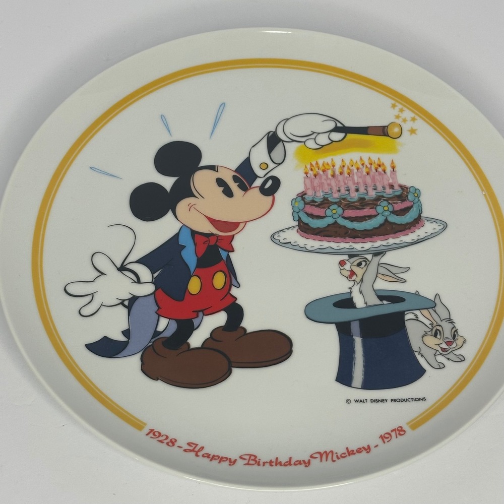 Vintage Schmid Disney Happy Birthday Mickey 50th Anniversary Limited Plate 1978